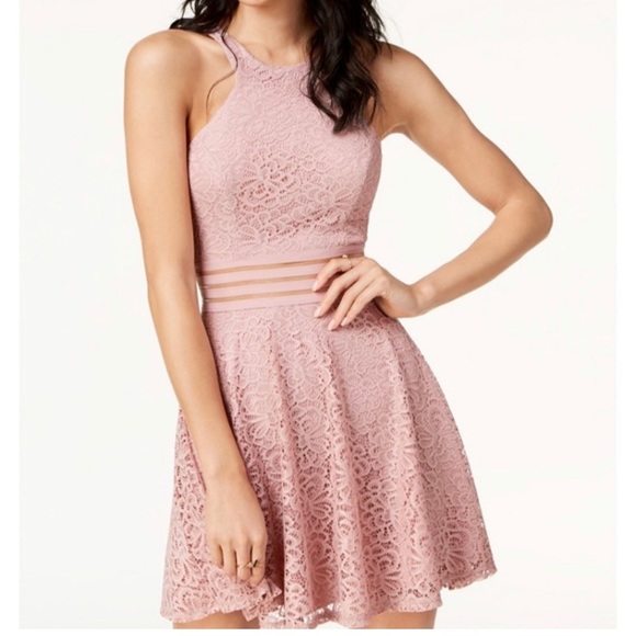 City Studio Dresses & Skirts - HOMECOMING City Studio Lace Fit Flare Rose Dress